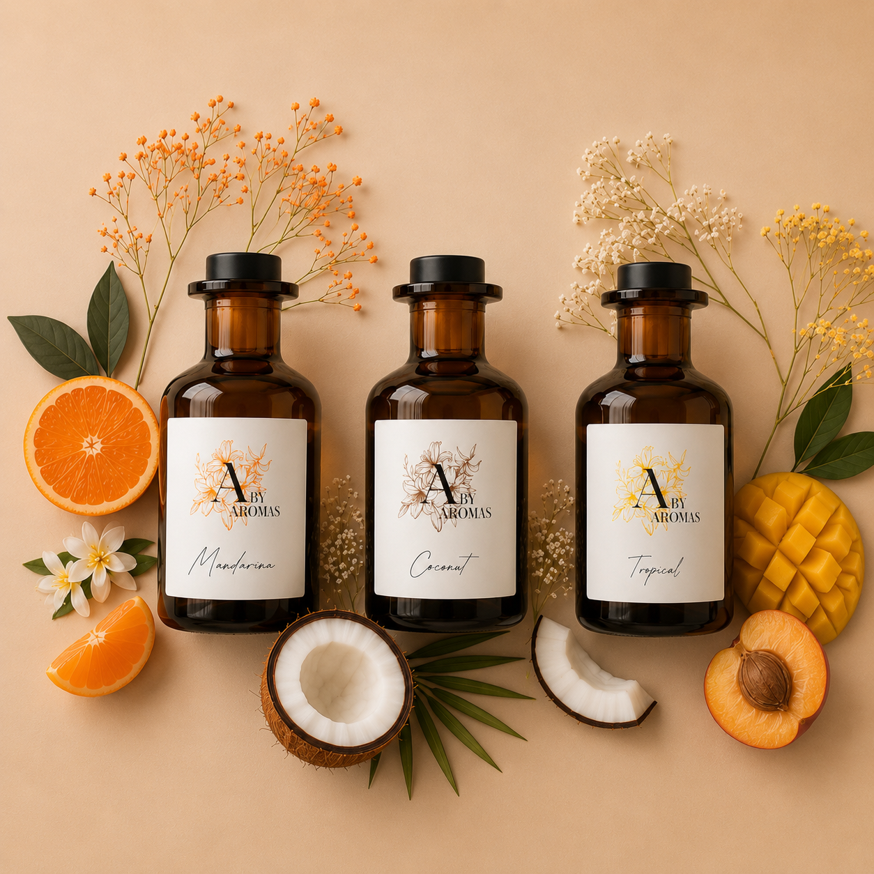 Difusores Aby Aromas — Mandarina, Coconut, Tropical