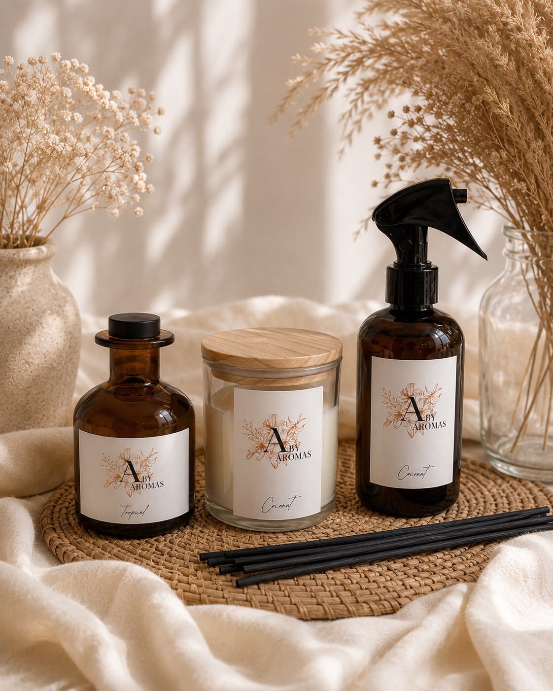 Colección Aby Aromas — Difusor, Vela y Home Spray